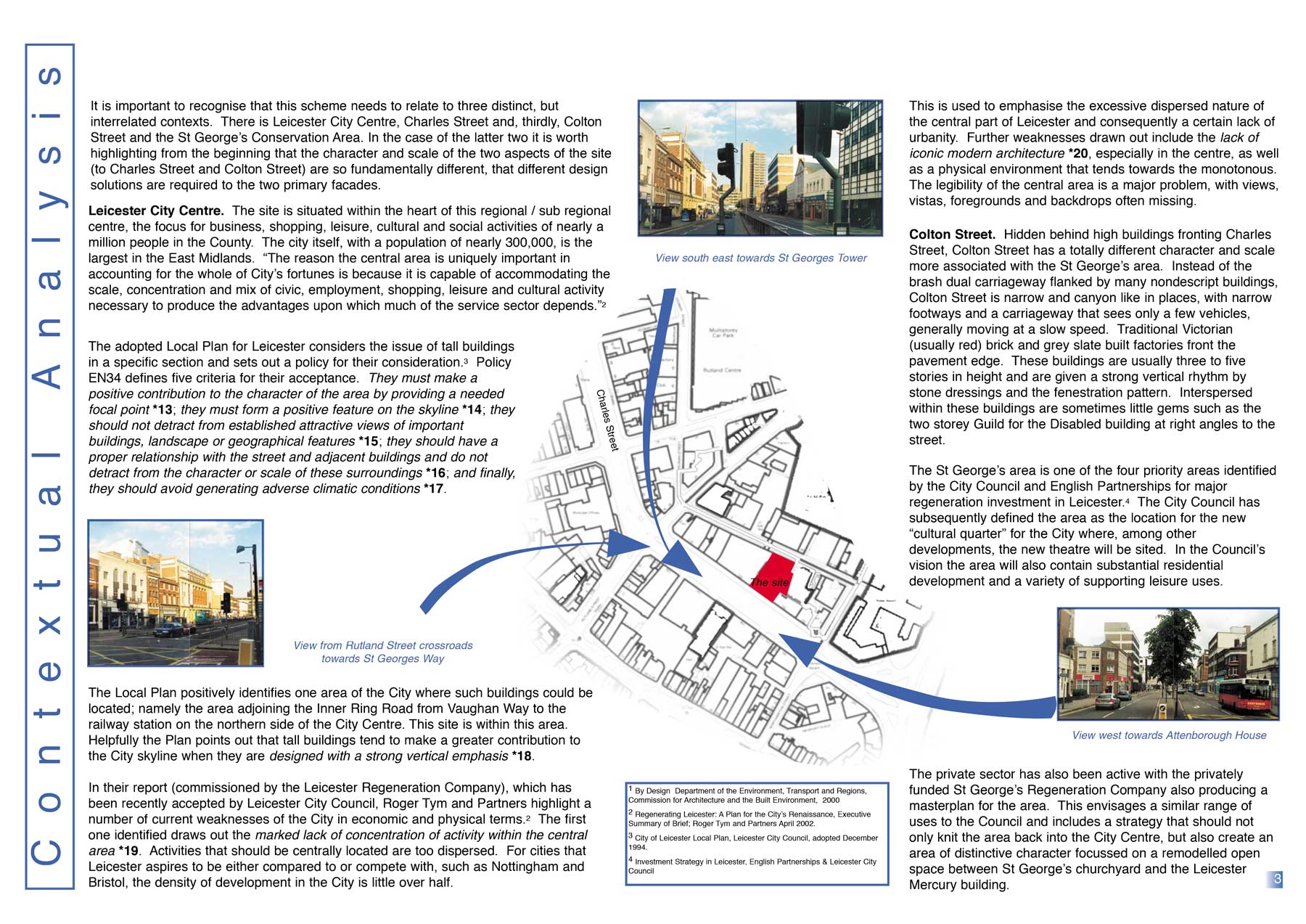 Image of page 3 of the statement with paragraphs and a technical drawing in the middle showing various details of the street and buildings