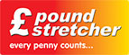 Poundstretcher logo. Red then fades to yellow with a pound sign on